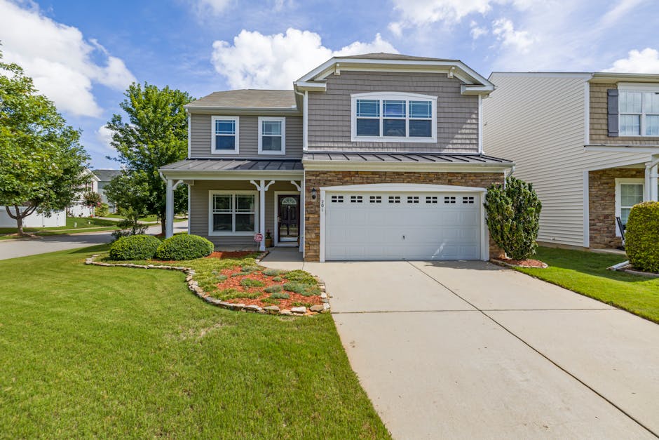 Charming suburban house with a tidy front yard and mature trees